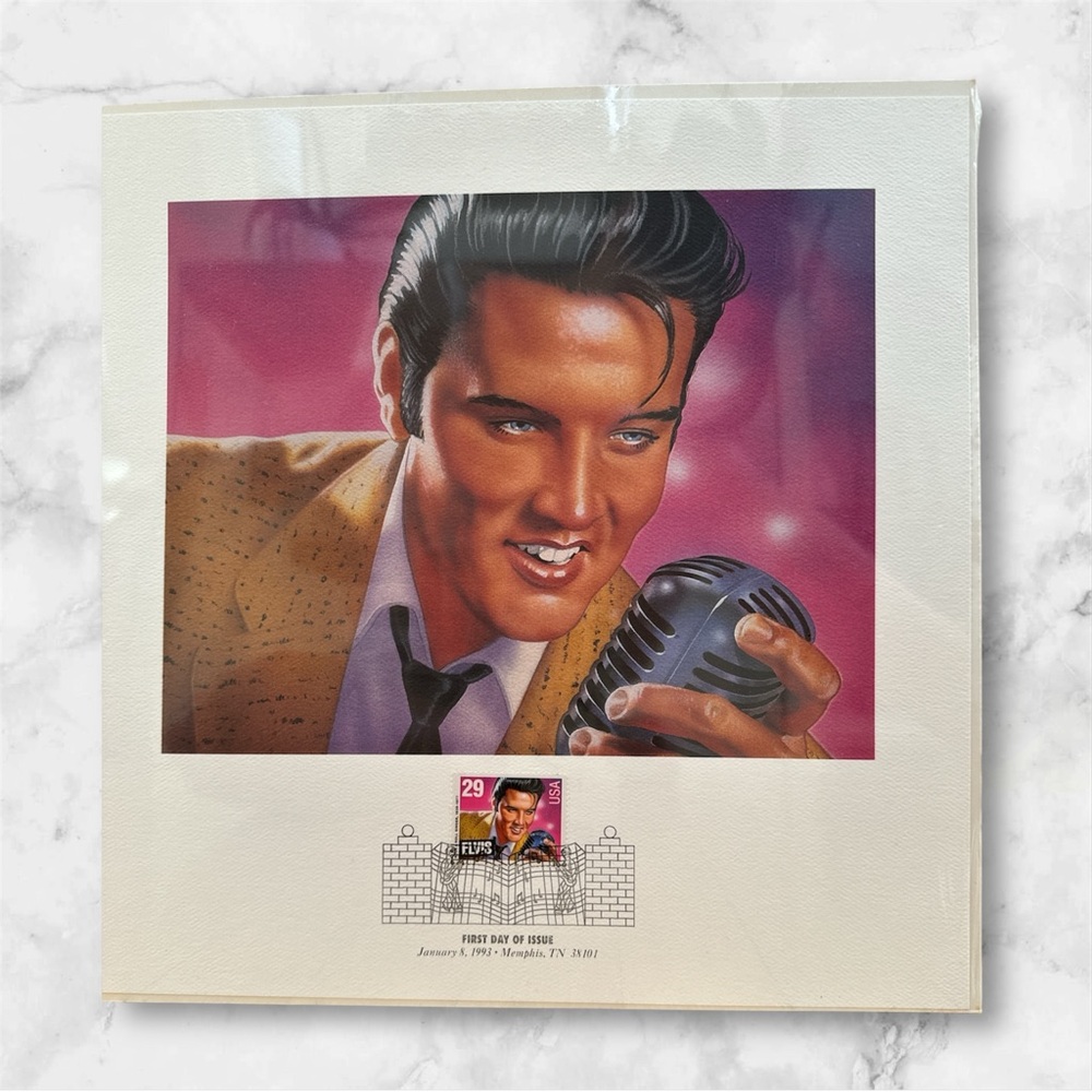 ELVIS LIMITED EDITION PRINT No 9915 FIRST DAY OF ISSUE JAN 8 1993 29 ct STAMP